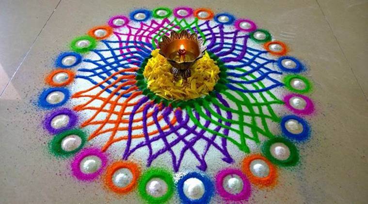 The 7 circle New year Rangoli design