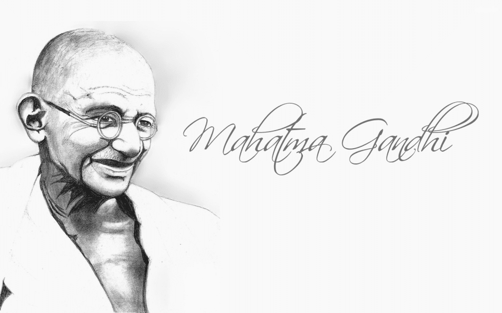 Drawing a combination of the most known person, Mahatma Gandhi.